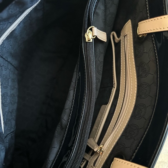 Michael Kors Glossy Black Tote with Gold Accents - Picture 8 of 10